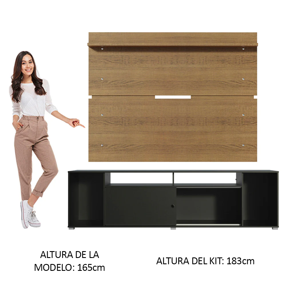 Rack Madesa Cancun con Panel para TV hasta 65 Pulgadas Negro/Marrón - Image 4