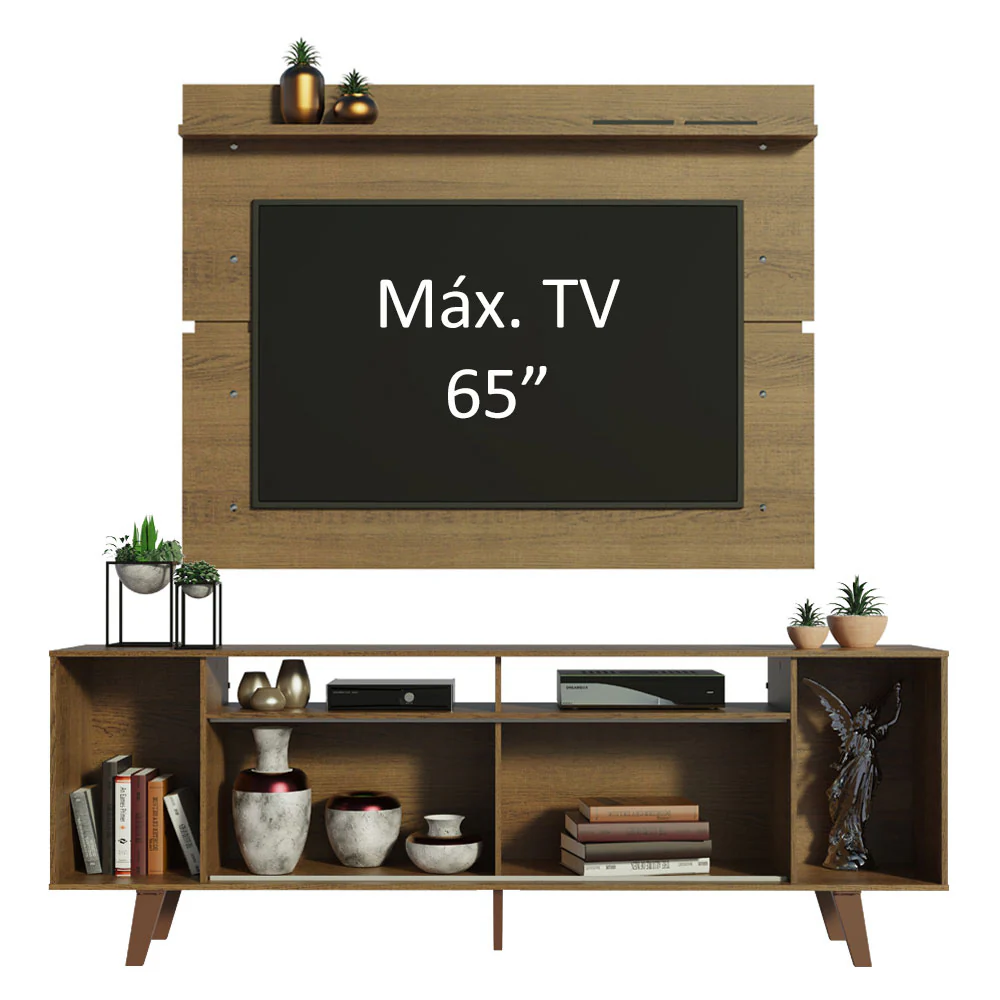 Rack Madesa Cancun con Patas y Panel para TV hasta 65 Pulgadas Marrón/Blanco - Image 5