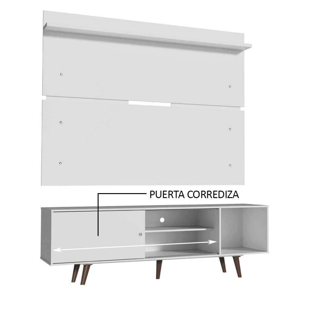 Rack Madesa Dubai con Panel para TV hasta 65 Pulgadas con Patas Blanco/Marrón - Image 6