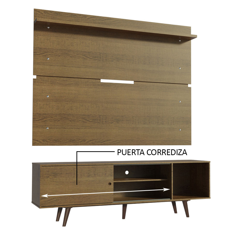 Rack Madesa Dubai con Panel para TV hasta 65 Pulgadas con Patas Marrón - Image 6