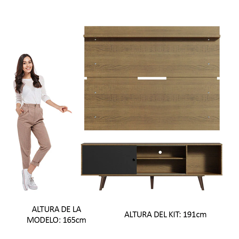 Rack Madesa Dubai con Panel para TV hasta 65 Pulgadas con Patas Marrón/Negro - Image 4