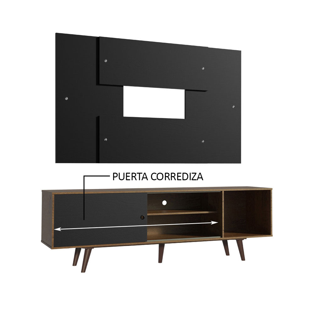 Rack Madesa Dubai con Patas y Panel para TV hasta 58 Pulgadas Marrón/Negro - Image 6