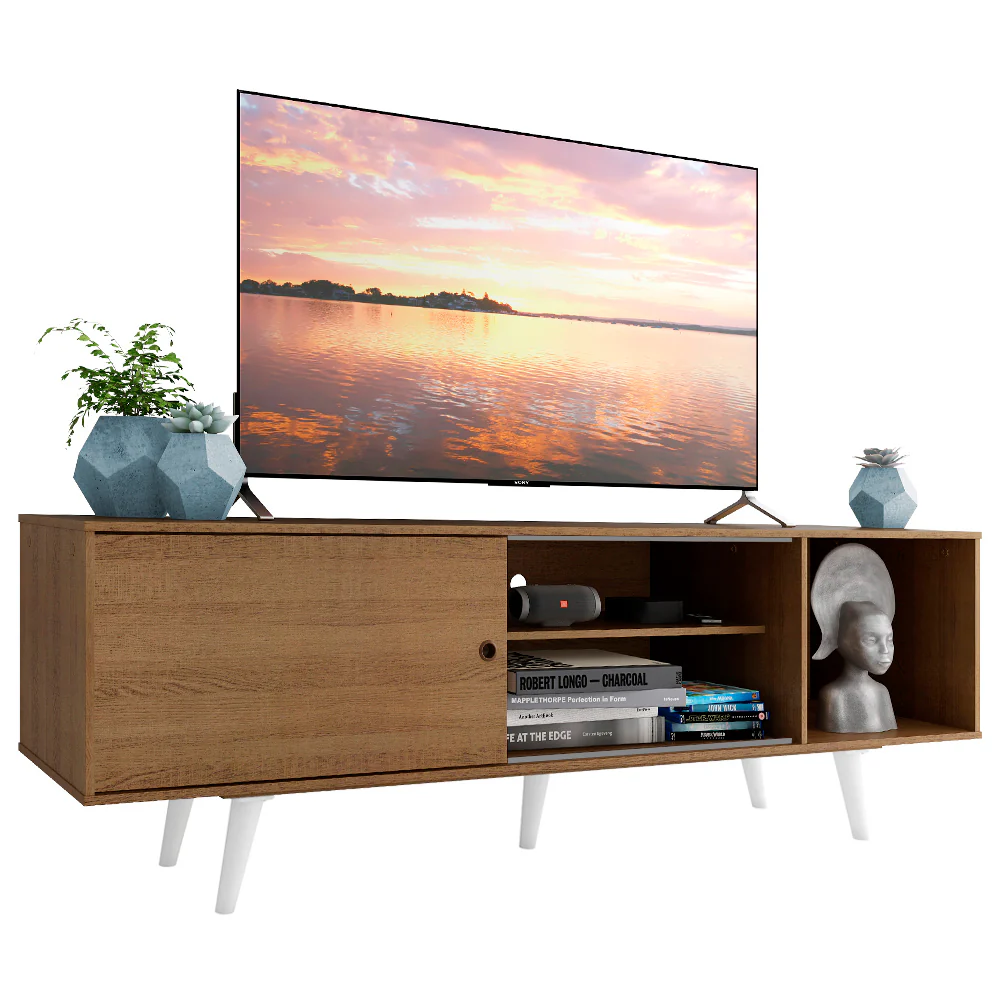 Rack Madesa Dubai para TV hasta 65 Pulgadas con Patas Marrón/Blanco 5Z09 - Image 3