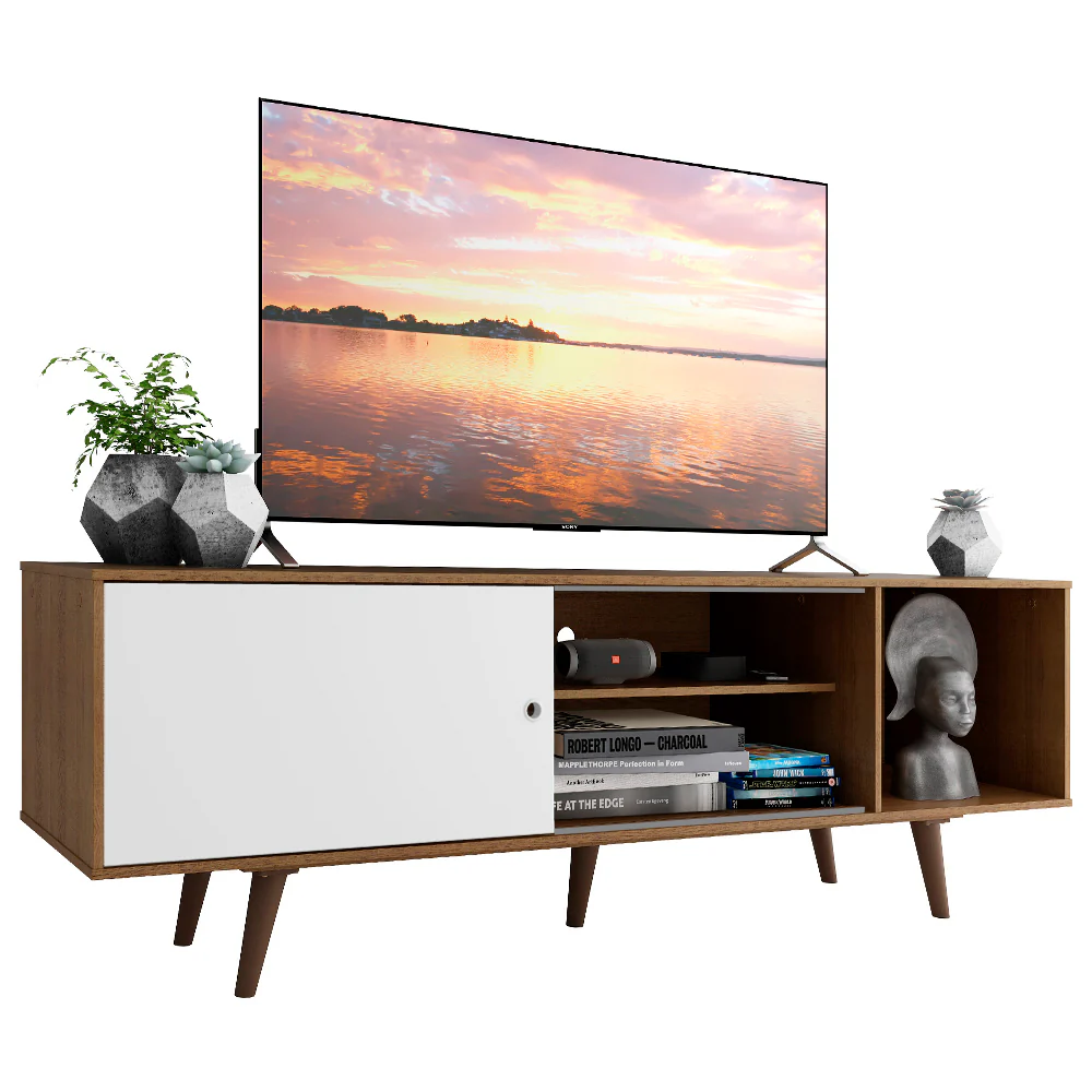 Rack Madesa Dubai para TV hasta 65 Pulgadas con Patas Marrón/Blanco 6E5Z - Image 3