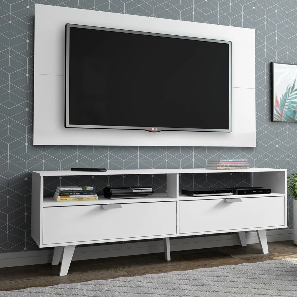 Rack Madesa Oslo con Panel para TV hasta 55 Pulgadas 2 Puetas Blanco
