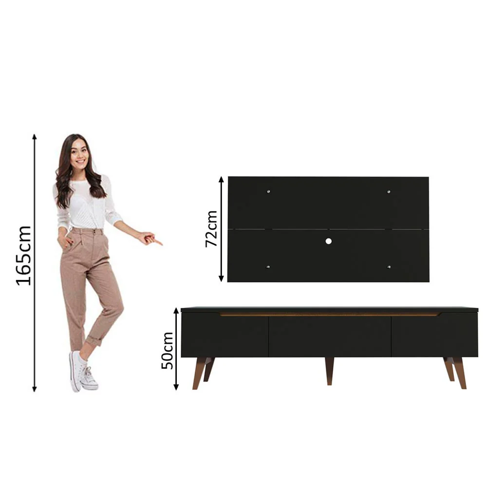 Rack Madesa Reims con Panel para TV hasta 55 Pulgadas 2 Puetas y 1 Cajón Negro - Image 4