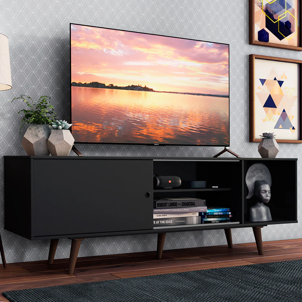 Rack para TV hasta 65 pulgadas con Patas Dubai Negro/Marrón
