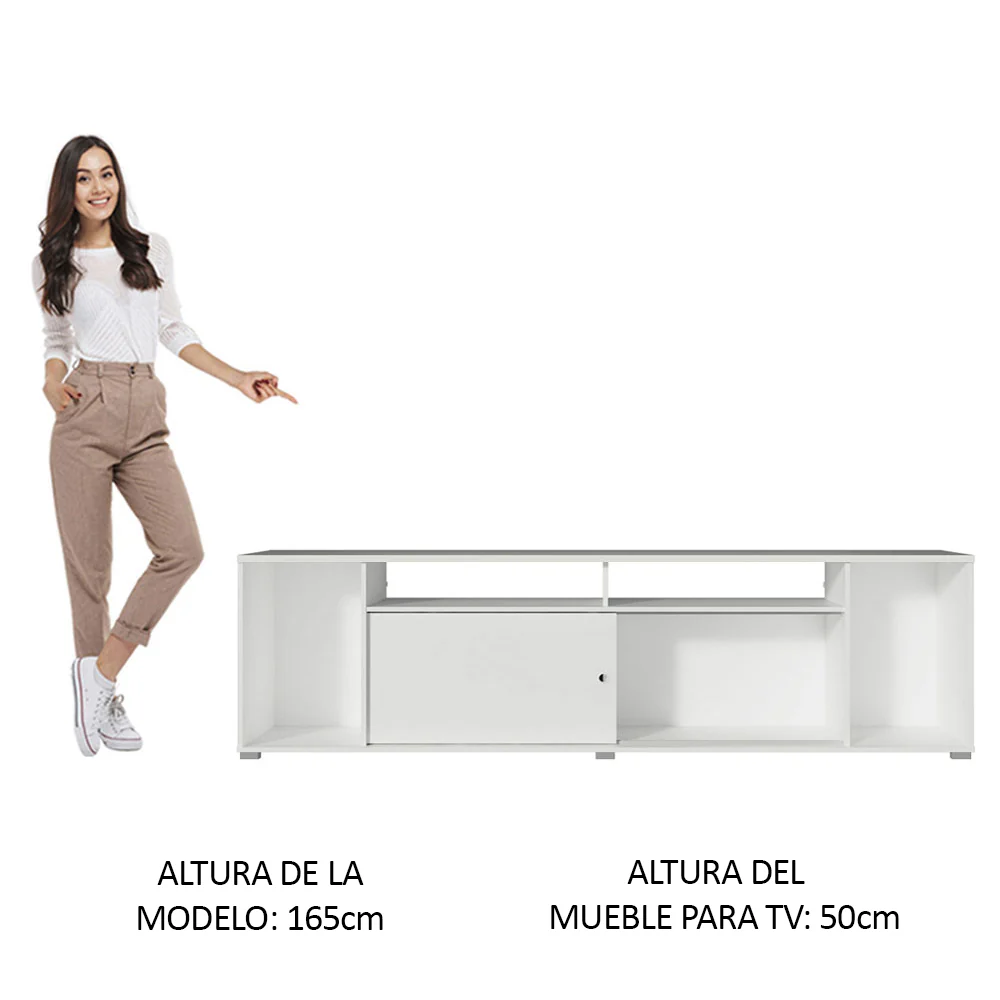 Rack para TV hasta 65 Pulgadas Madesa Cancun Blanco - Image 6