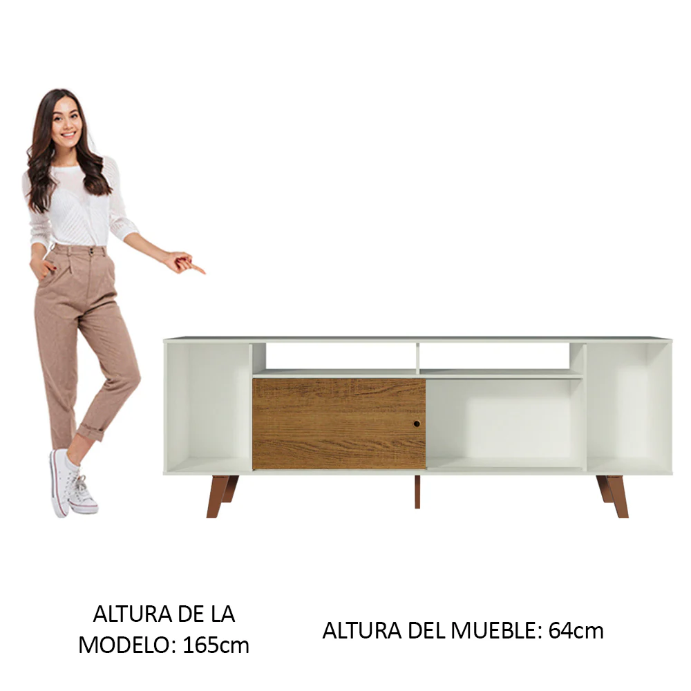 Rack para TV hasta 65 Pulgadas Madesa Cancun con Patas Blanco/Marrón - Image 4