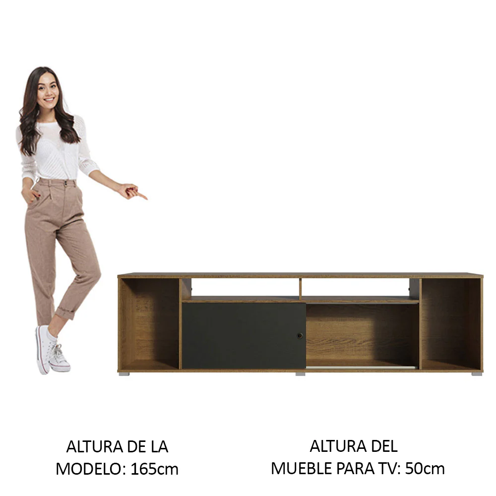 Rack para TV hasta 65 Pulgadas Madesa Cancun Marrón/Negro - Image 6