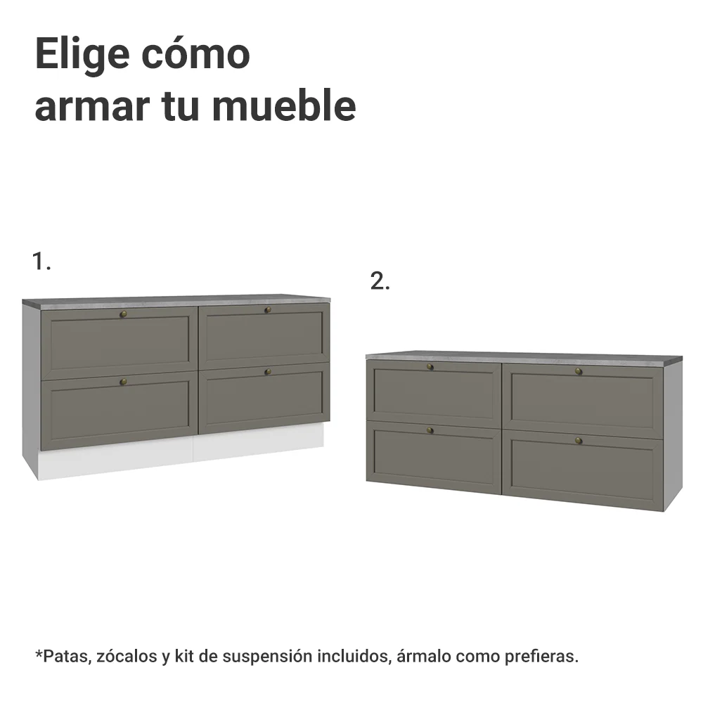 Rack para TV hasta 70 pulgadas, 160cm, 4 cajones, Blanco/Gris Vik 04 - Image 4