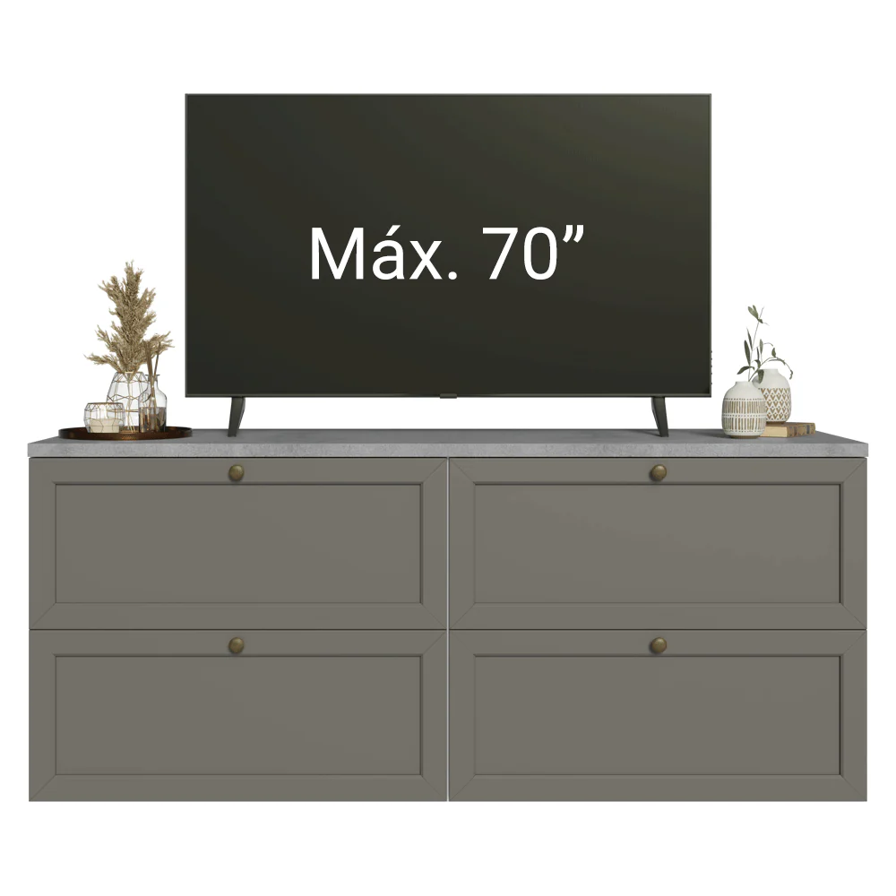 Rack para TV hasta 70 pulgadas, 160cm, 4 cajones, Blanco/Gris Vik 04 - Image 5
