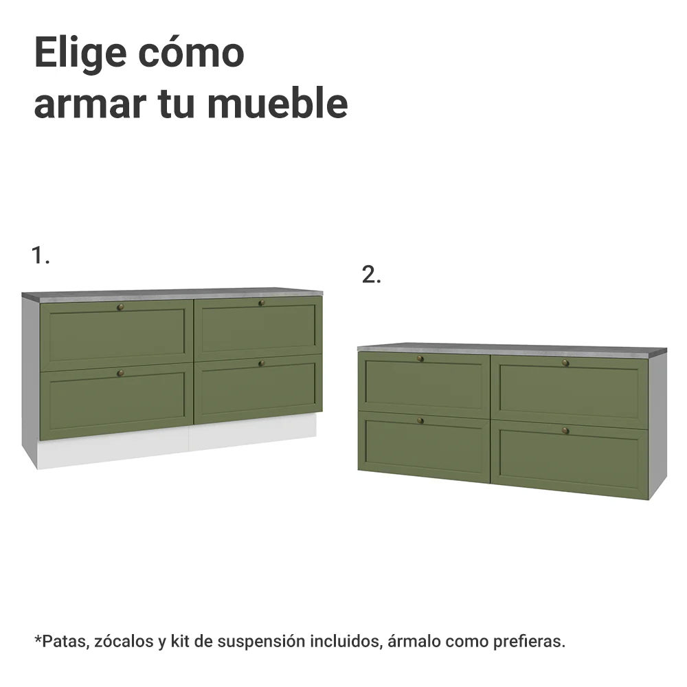 Rack para TV hasta 70 pulgadas, 160cm, 4 cajones, Blanco/Verde Vik 04 - Image 4