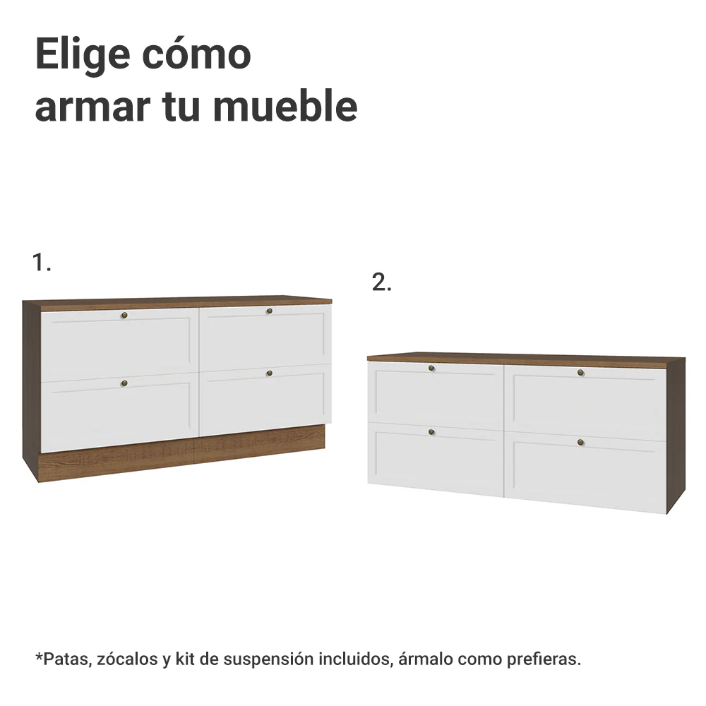 Rack para TV hasta 70 pulgadas, 160cm, 4 cajones, Marrón/Blanco Vik 04 - Image 4