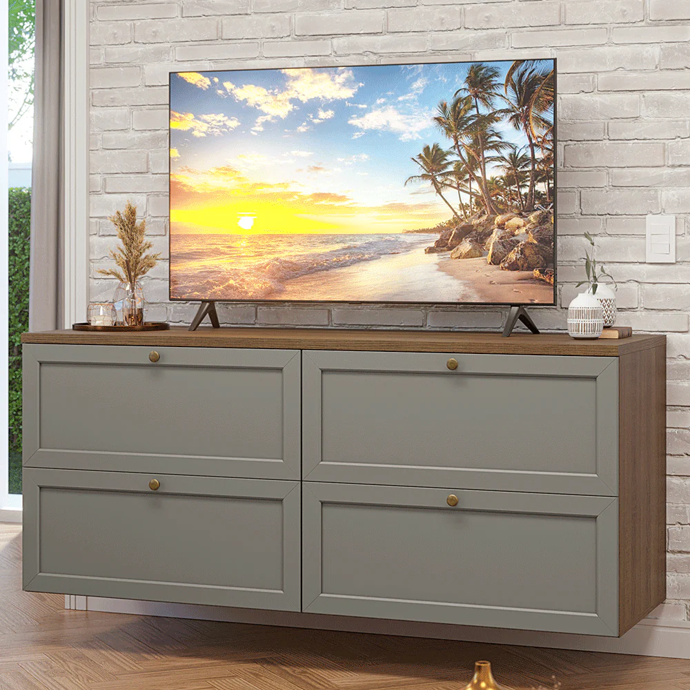 Rack para TV hasta 70 pulgadas, 160cm, 4 cajones, Marrón/Gris Vik 04