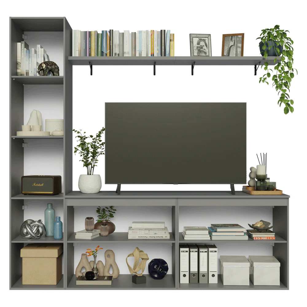 Rack para TV hasta 70 pulgadas flotante + repisa de 200cm, Gris Nice 01 - Image 9
