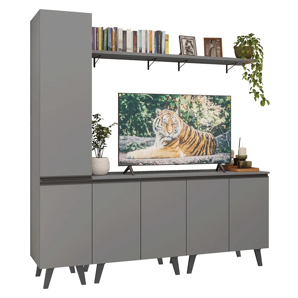 Rack para TV hasta 70 pulgadas + repisa 200cm, Gris Nice 02 - Image 3
