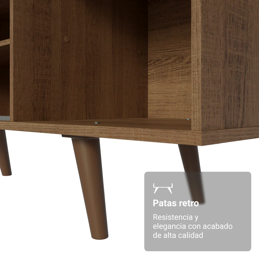Rack para TV hasta 80 pulgadas, 160cm de ancho, con patas Marrón/Negro, Torino - Image 5