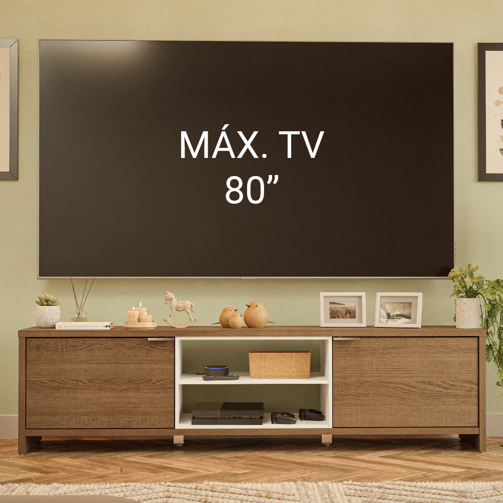 Rack para TV hasta 80 pulgadas 180 cm 2 Puertas Linz Marrón/Blanco - Image 4