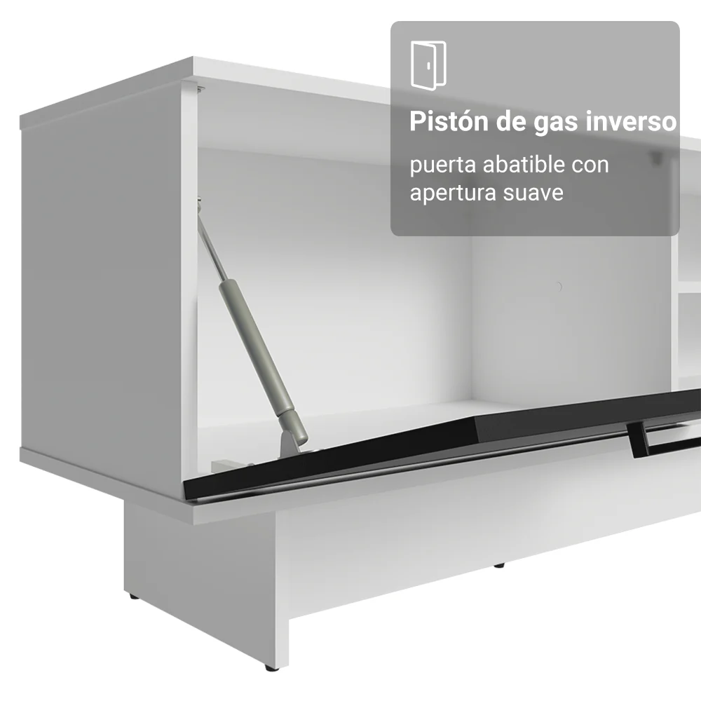 Rack para TV hasta 80 Pulgadas 218 cm 2 Puertas Blanco/Negro Agata Madesa - Image 7