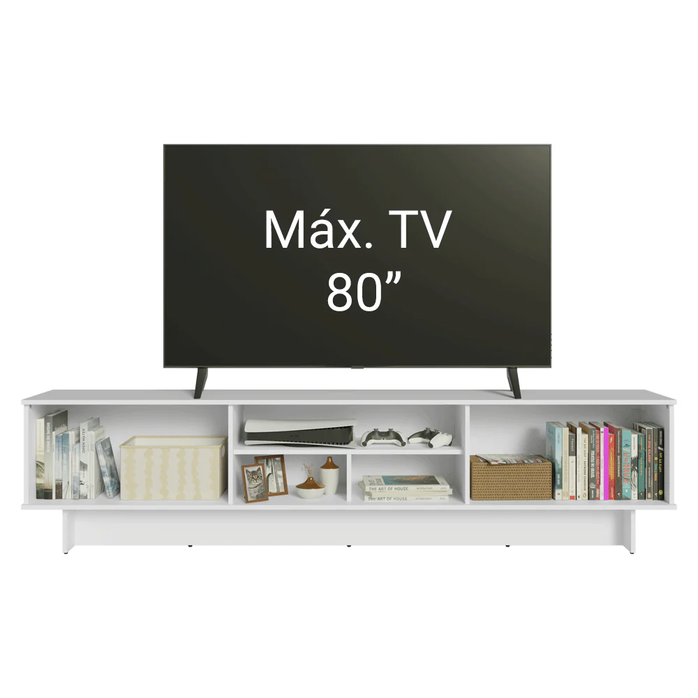 Rack para TV hasta 80 Pulgadas 218 cm 2 Puertas Blanco/Negro Lux Madesa - Image 5
