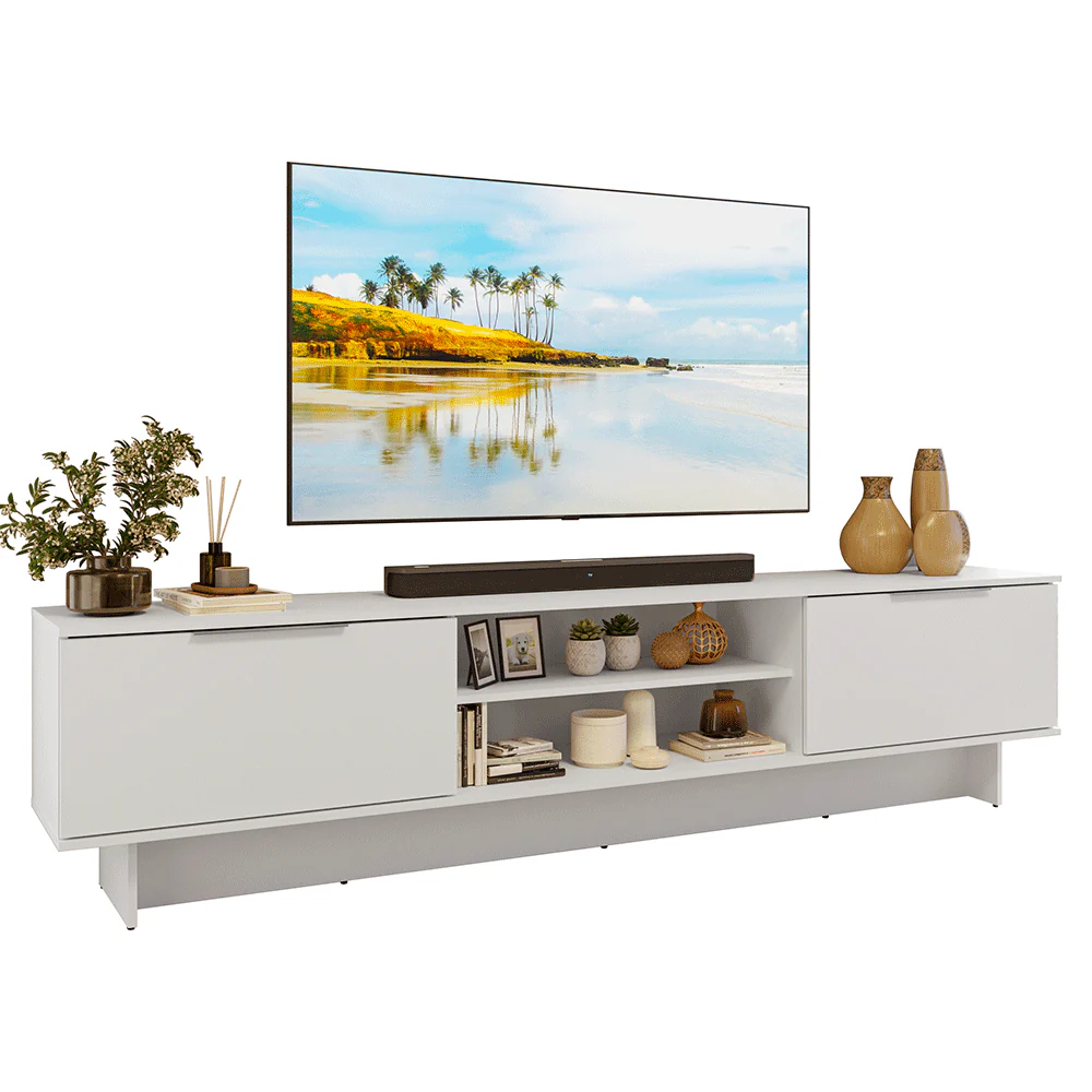 Rack para TV hasta 80 Pulgadas 218 cm 2 Puertas Blanco Stella Madesa - Image 3