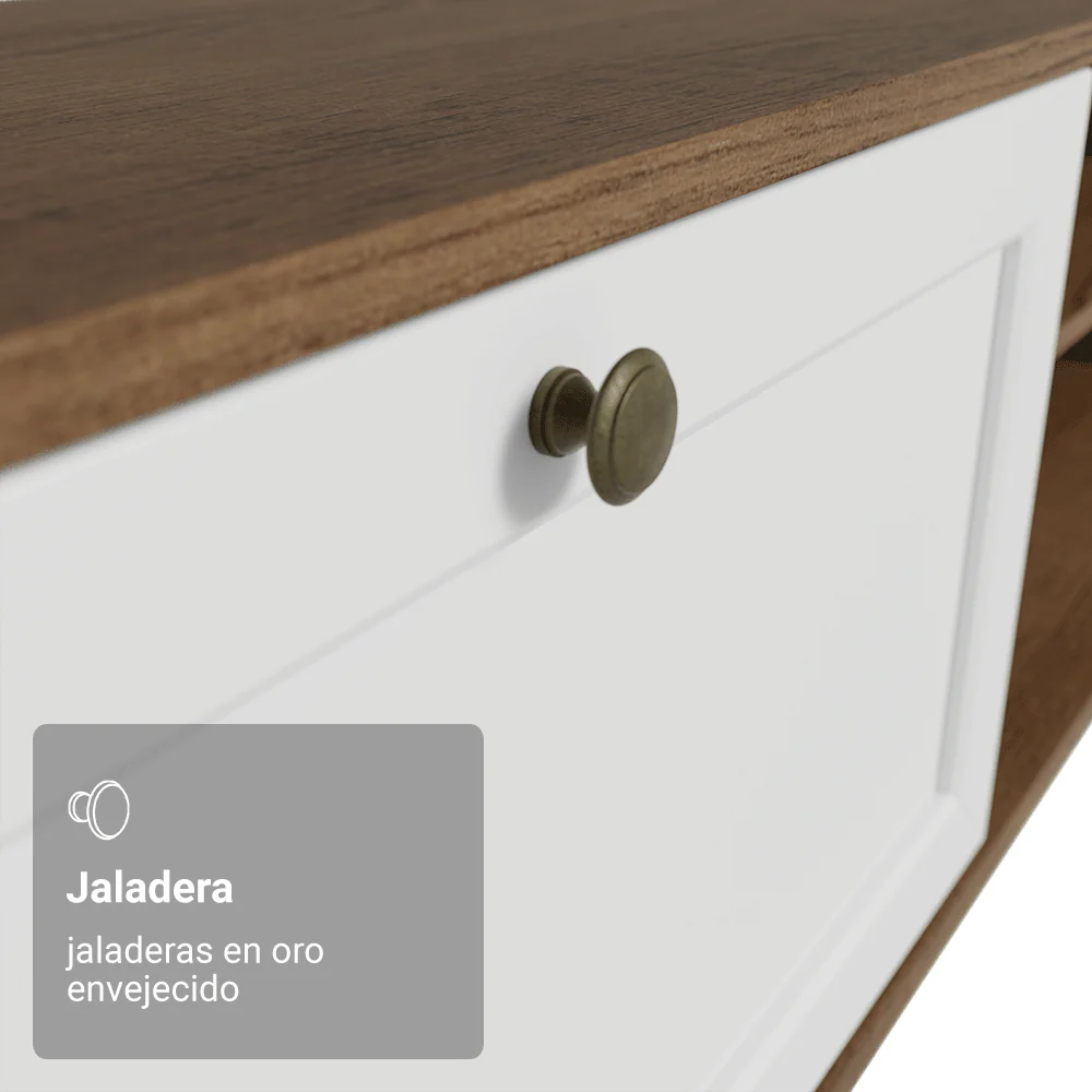 Rack para TV hasta 80 Pulgadas 218 cm 2 Puertas Marrón/Blanco Vik Madesa - Image 7