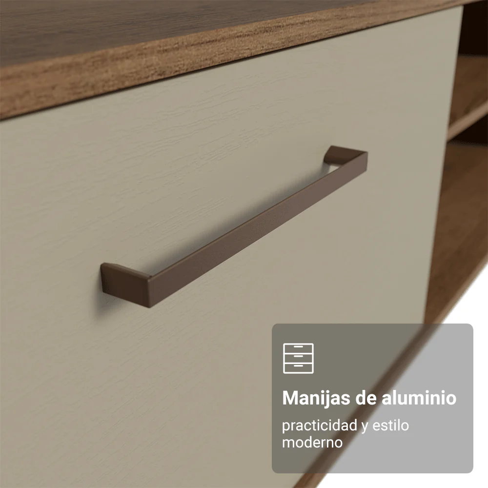 Rack para TV hasta 80 Pulgadas 218 cm 2 Puertas Marrón/Crema Agata Madesa - Image 8