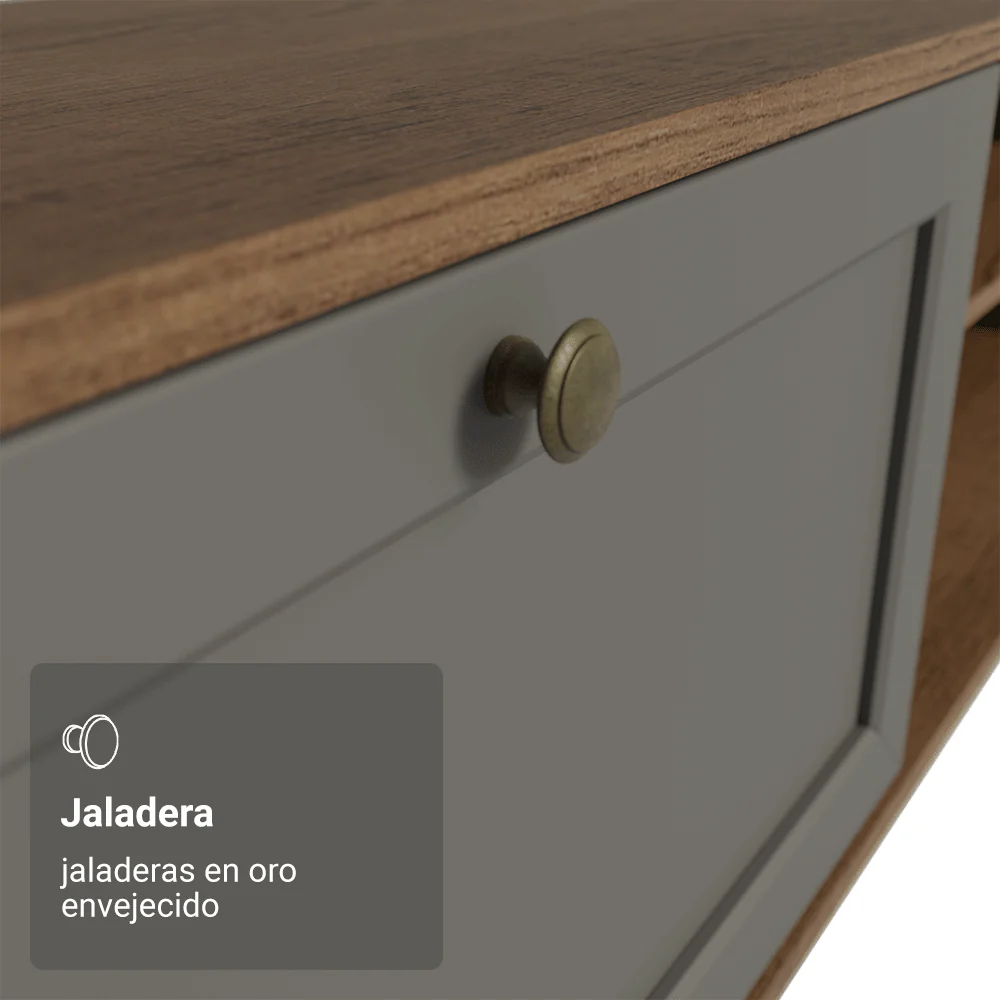 Rack para TV hasta 80 Pulgadas 218 cm 2 Puertas Marrón/Gris Vik Madesa - Image 7
