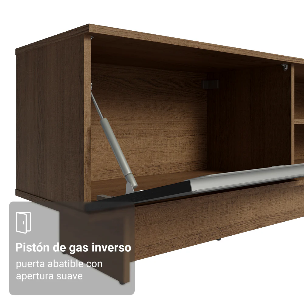 Rack para TV hasta 80 Pulgadas 218 cm 2 Puertas Marrón/Negro Glamy Madesa - Image 7