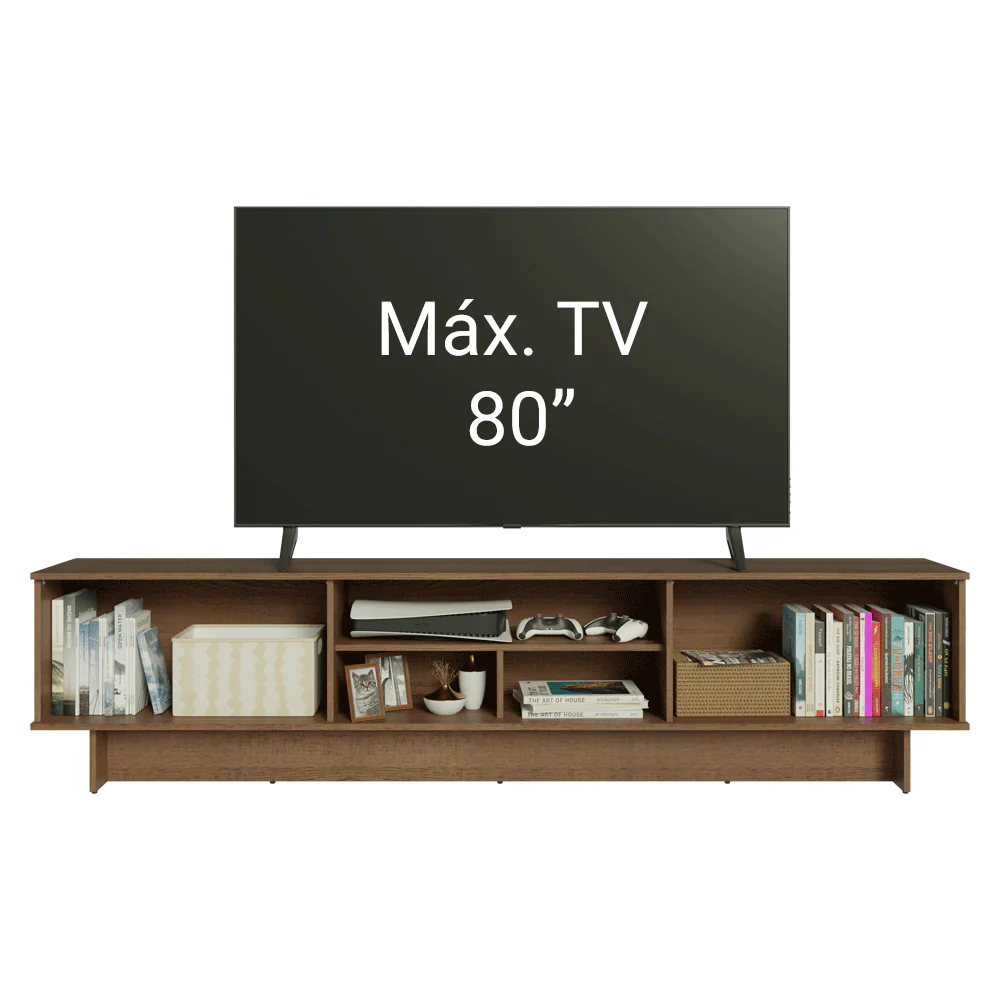 Rack para TV hasta 80 Pulgadas 218 cm 2 Puertas Marrón/Negro Lux Madesa - Image 5
