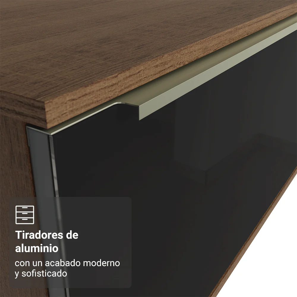 Rack para TV hasta 80 Pulgadas 218 cm 2 Puertas Marrón/Negro Lux Madesa - Image 7
