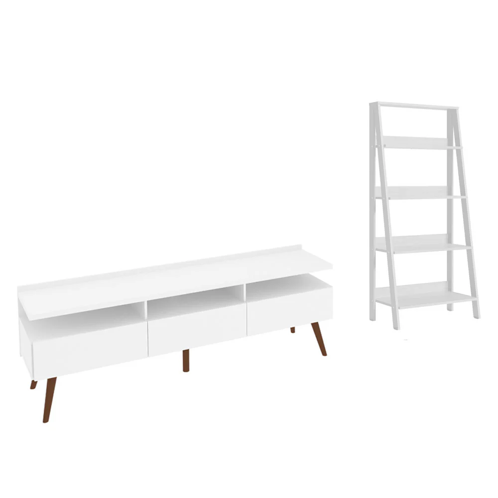 Rack para TV Londres hasta 65 pulgadas y estantería Blanco - Image 3