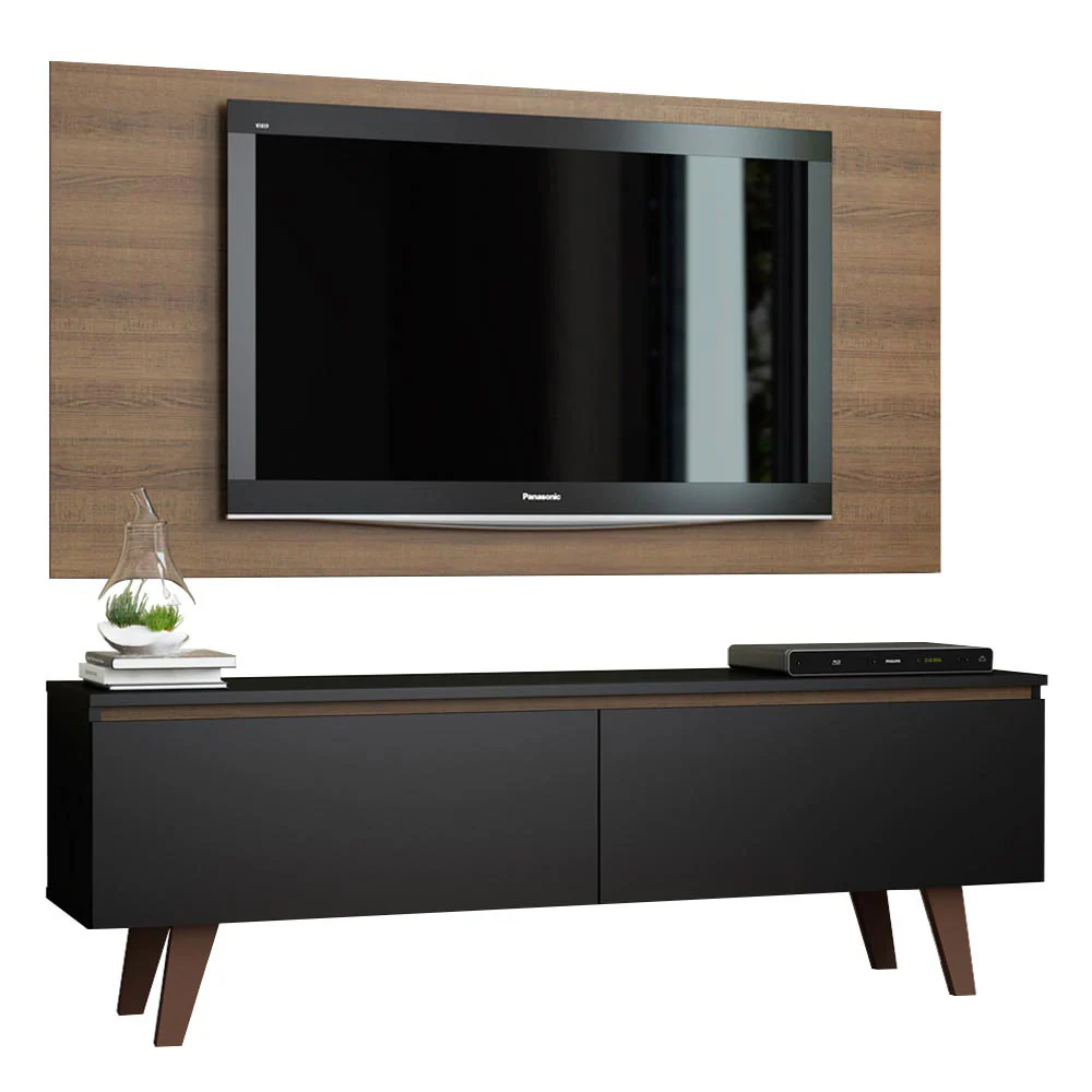 Rack para TV Madesa Le Mans con Panel de TV hasta 55 Pulgadas 2 Puertas Negro/Marrón - Image 3