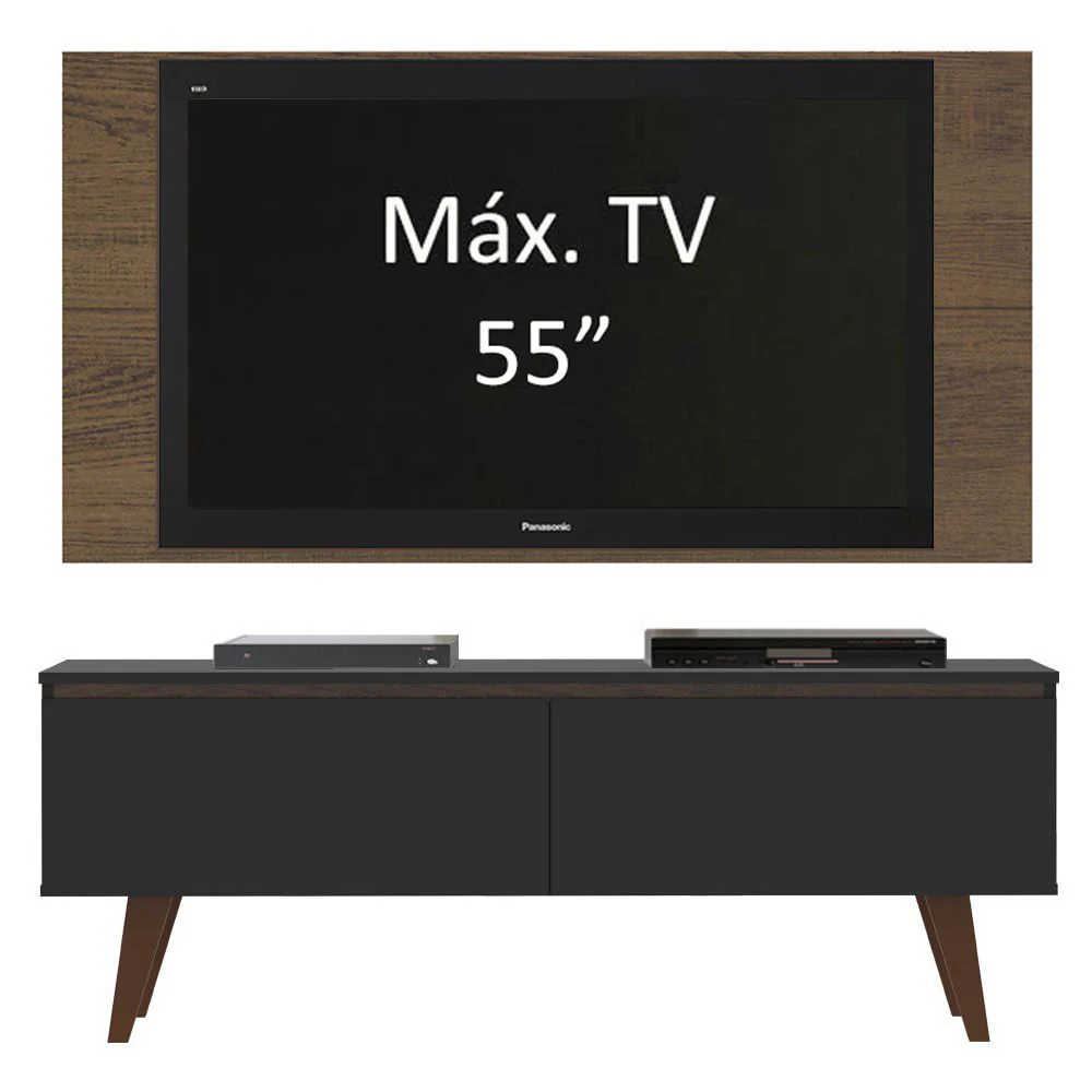 Rack para TV Madesa Le Mans con Panel de TV hasta 55 Pulgadas 2 Puertas Negro/Marrón - Image 5