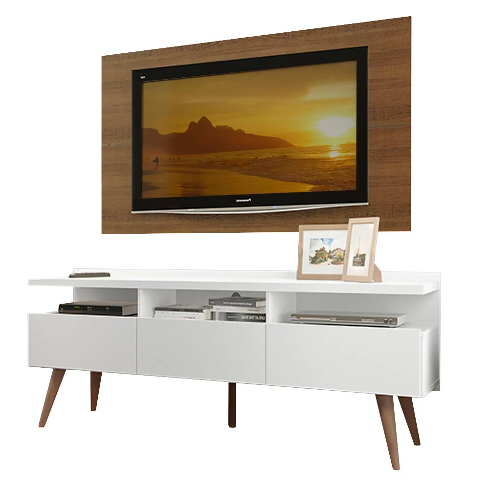 Rack para TV Madesa Londres con Panel de TV hasta 55 Pulgadas Blanco/Marrón - Image 3