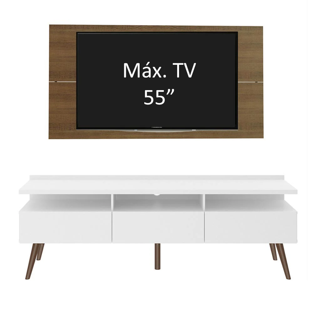 Rack para TV Madesa Londres con Panel de TV hasta 55 Pulgadas Blanco/Marrón - Image 5