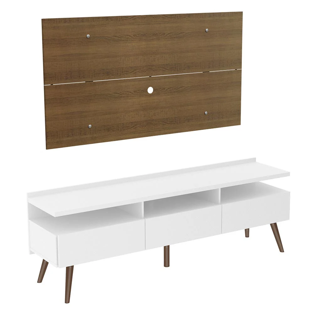Rack para TV Madesa Londres con Panel de TV hasta 55 Pulgadas Blanco/Marrón - Image 7