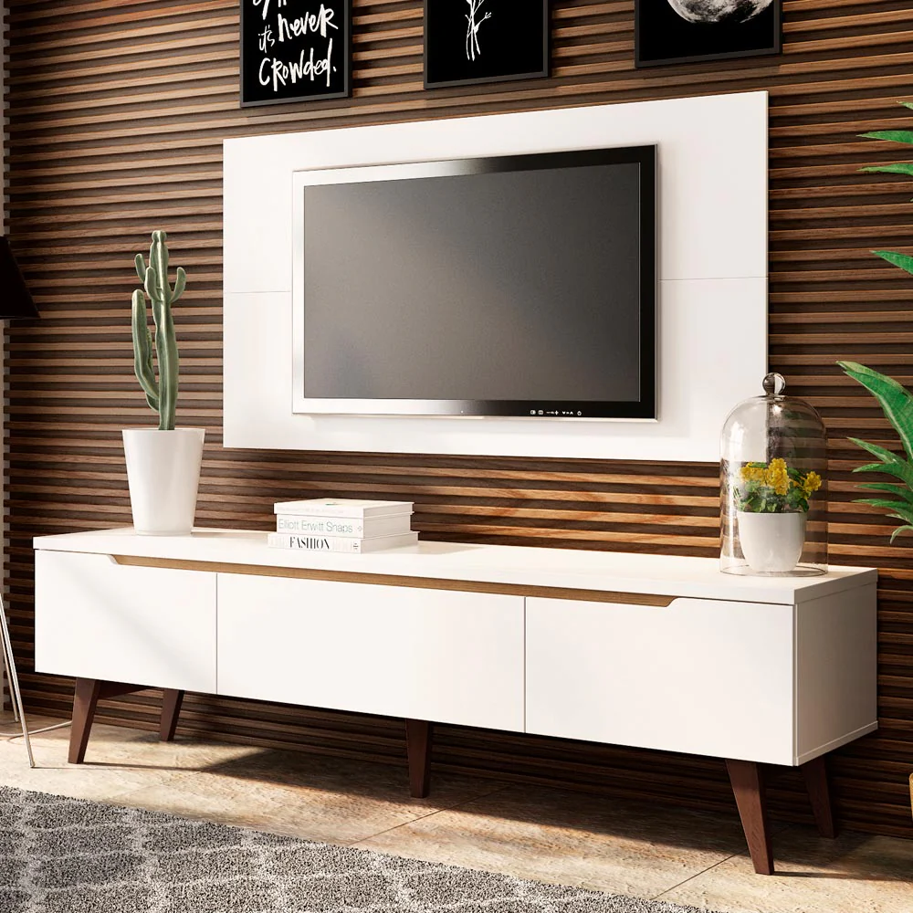 Rack para TV Madesa Reims con Panel de TV hasta 55 Pulgadas 2 Puertas e 1 Cajon Blanco - Image 3