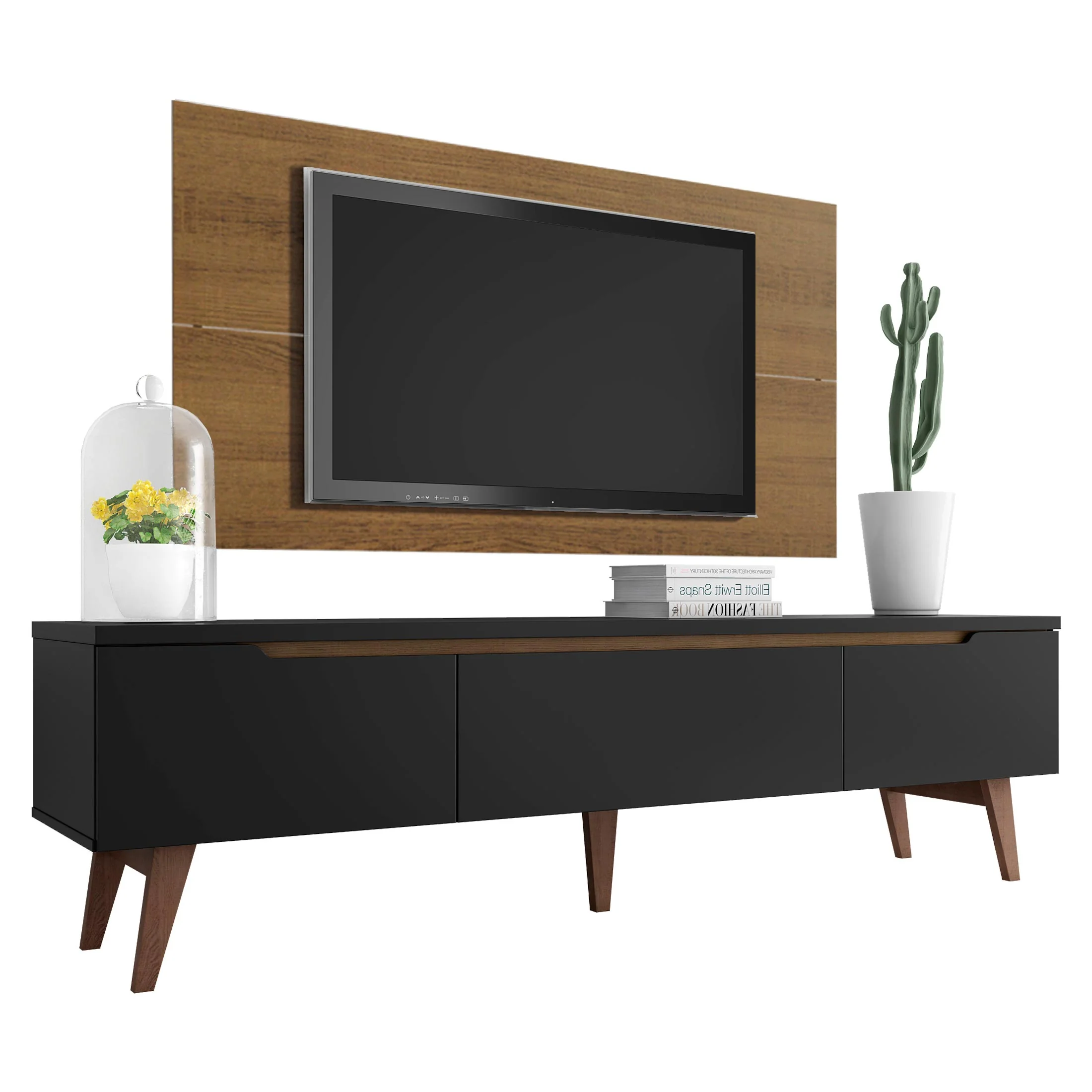 Rack para TV Madesa Reims con Panel de TV hasta 55 Pulgadas 2 Puertas e 1 Cajon Marrón/Negro - Image 3