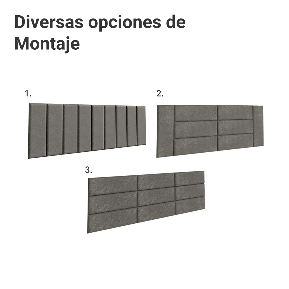 Respaldo Tapizado Modular Combo 9 Piezas para Camas hasta Matrimonial/Queen Silver Madesa - Image 4