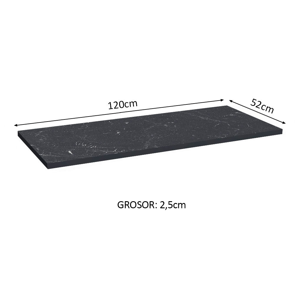Mesada 100% MDF para Bajo Mesada 120 cm Nero Marquina Negro - Image 3