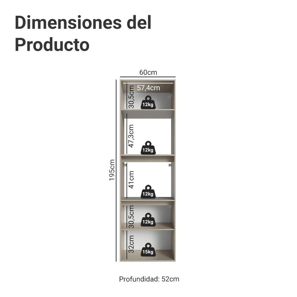 Torre de Cocina para Horno 60 cm 2 Puertas 2 Nichos Sin Patas Nice Crema - Image 2