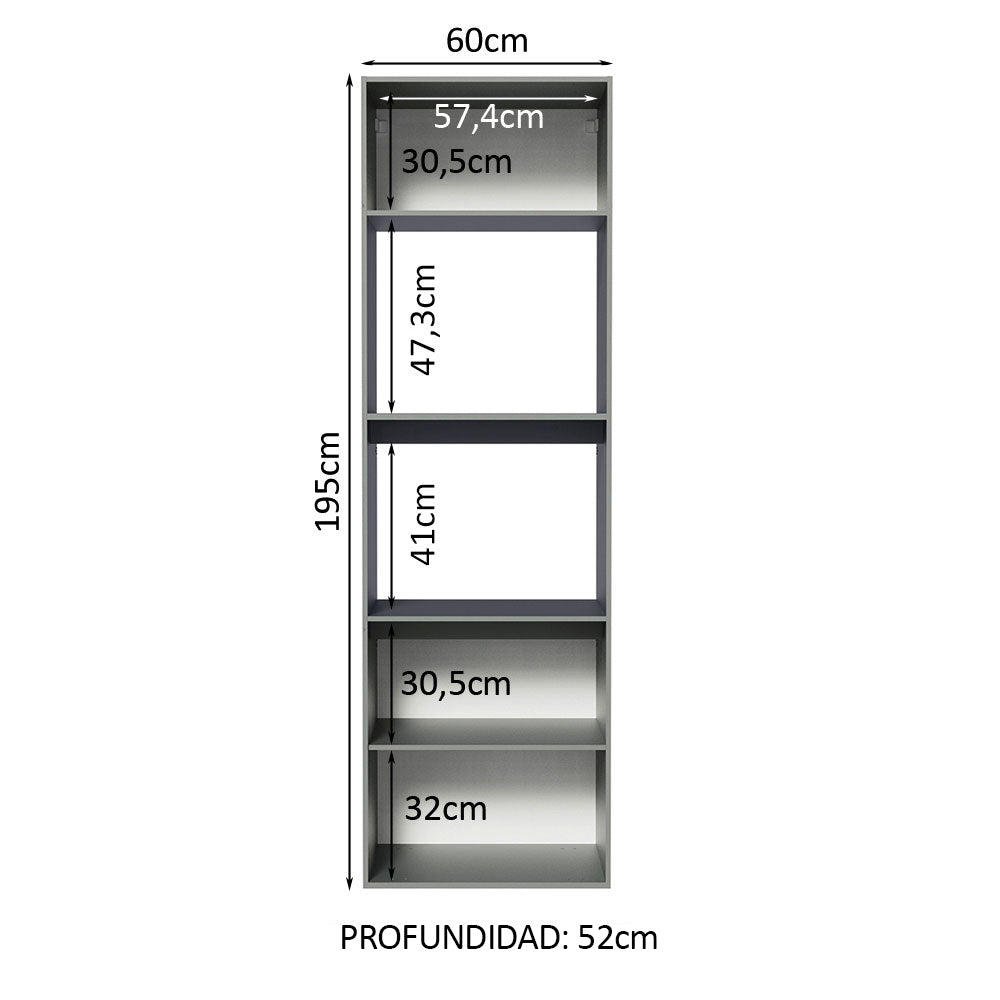 Torre de Cocina para Horno 60 cm 2 Puertas 2 Nichos Sin Patas Nice Gris - Image 3