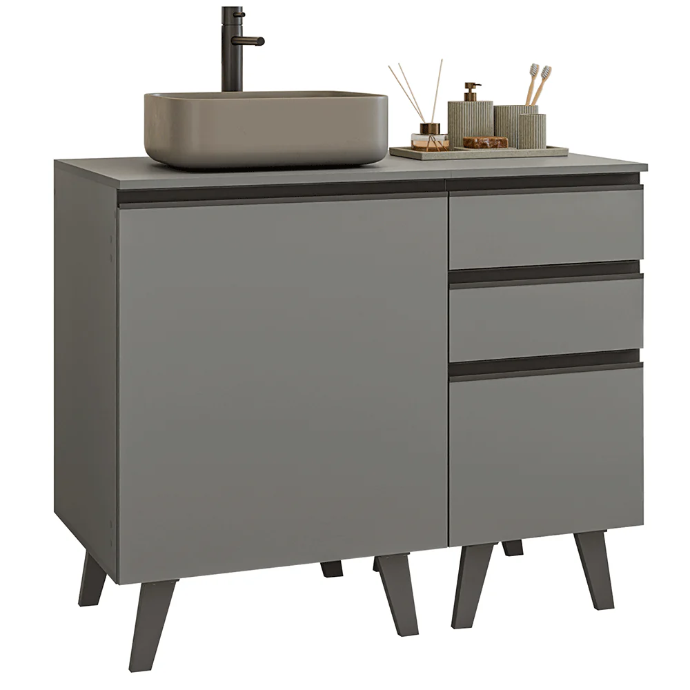 Vanitory 100cm 1 Puerta 3 Cajones Gris Nice 04 - Image 3