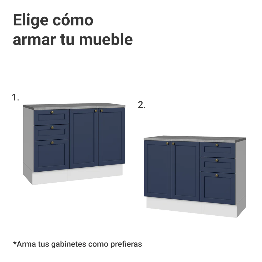 Vanitory 110cm 3 cajones 3 puertas Blanco/Azul Vik 01 - Image 4