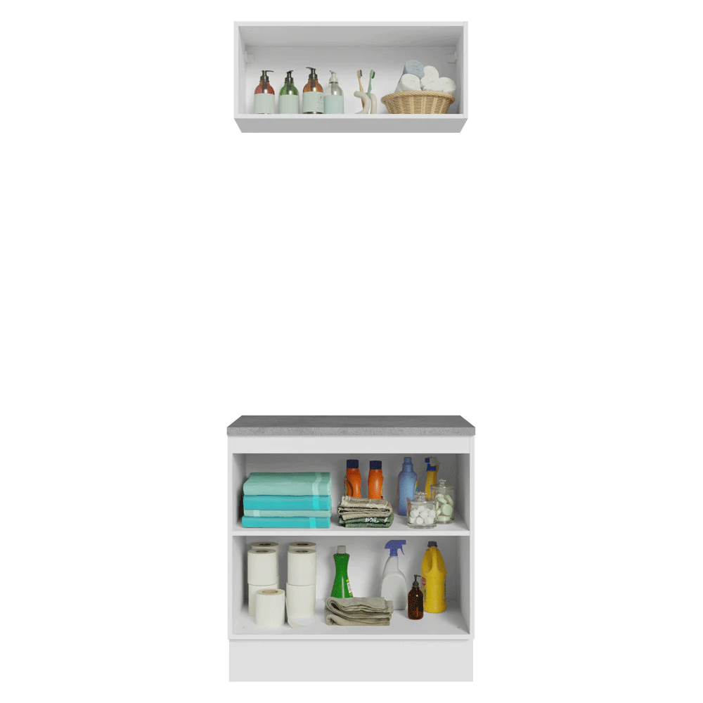 Vanitory 80cm 3 Puertas Blanco/Azul Vik 02 - Image 4